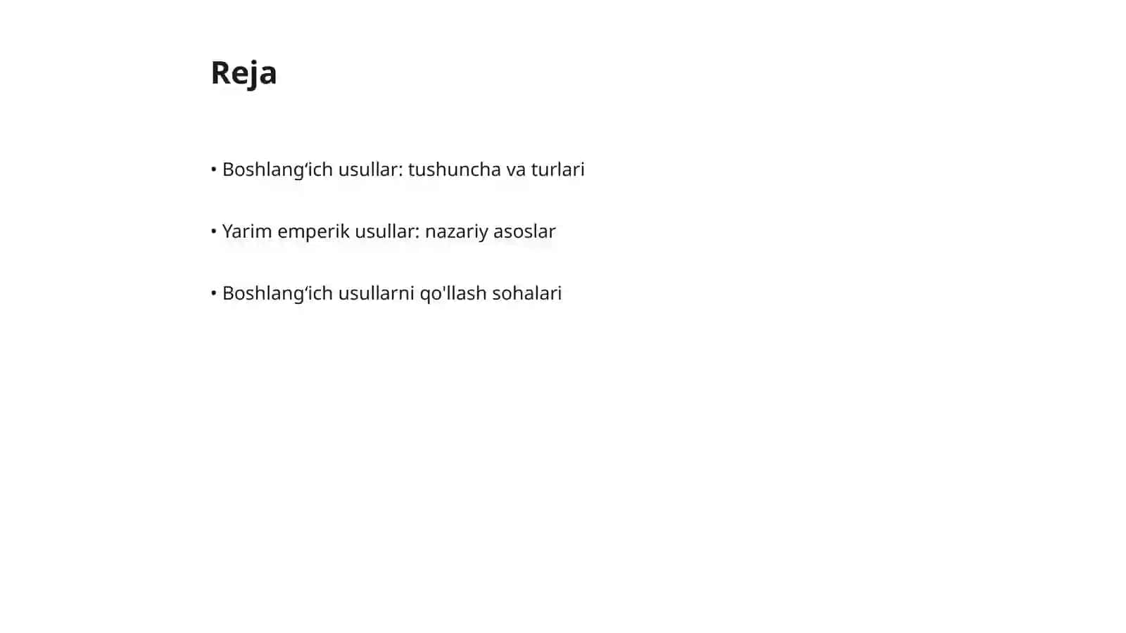 Boshlangʻich va yarim emperik usullar 2
