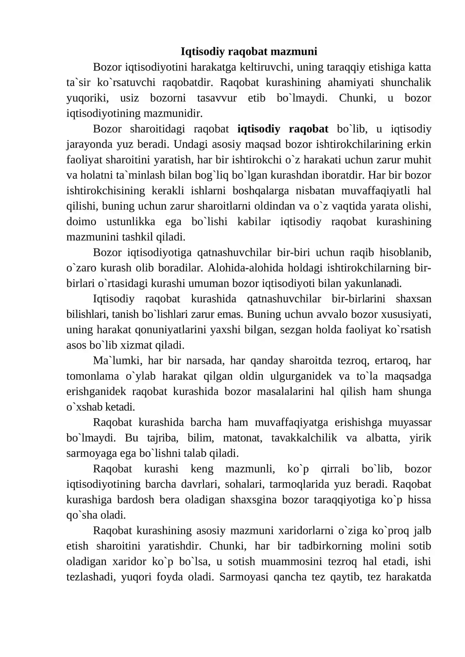 Iqtisodiy raqobat mazmuni 2
