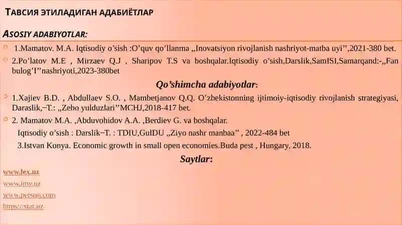 Iqtisodiy o`sish 2