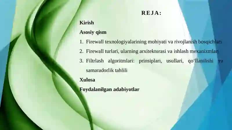 Firewall texnologiyalari va filtrlash algoritmlari 2