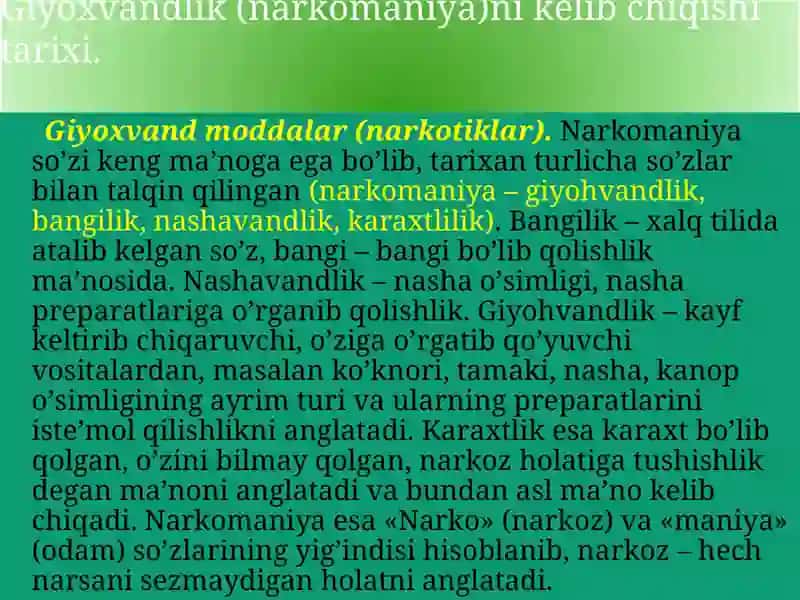 Giyoxvandlik va uning zararli oqibatlari 2