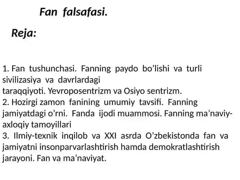 O'zbekiston fanining rivojlanishi 2