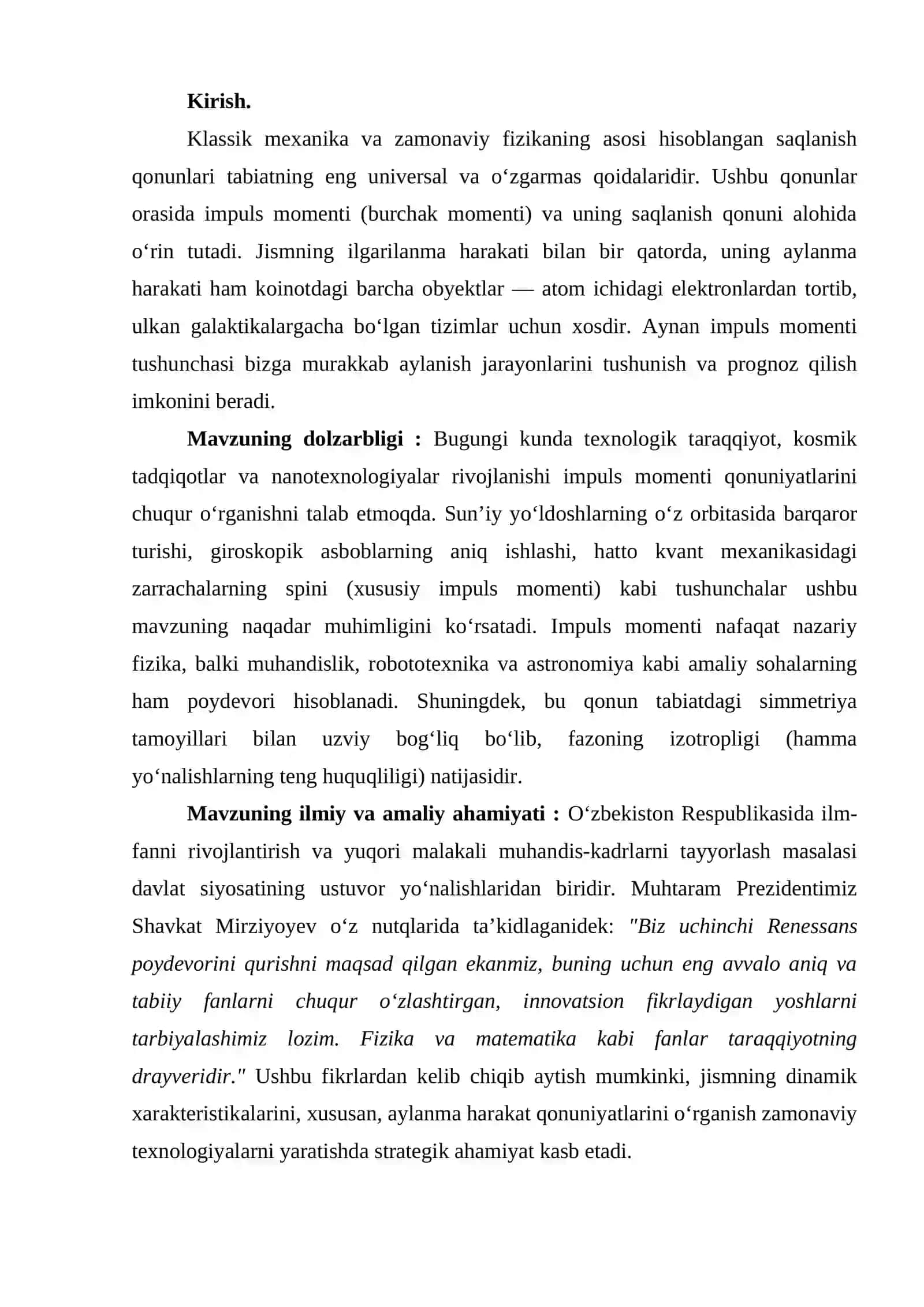 Implus momenti va uning saqlanish qonuni 2
