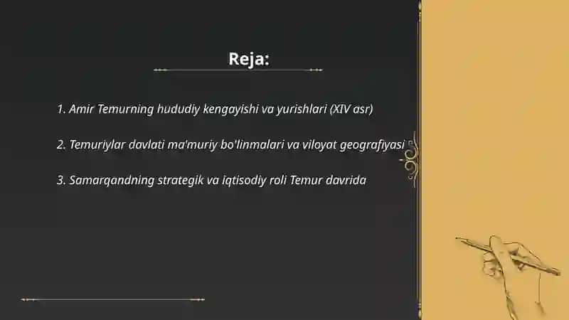 Amir Temur va Temuriylar davlati tarixiy geografiyasi XIV XV asr 2