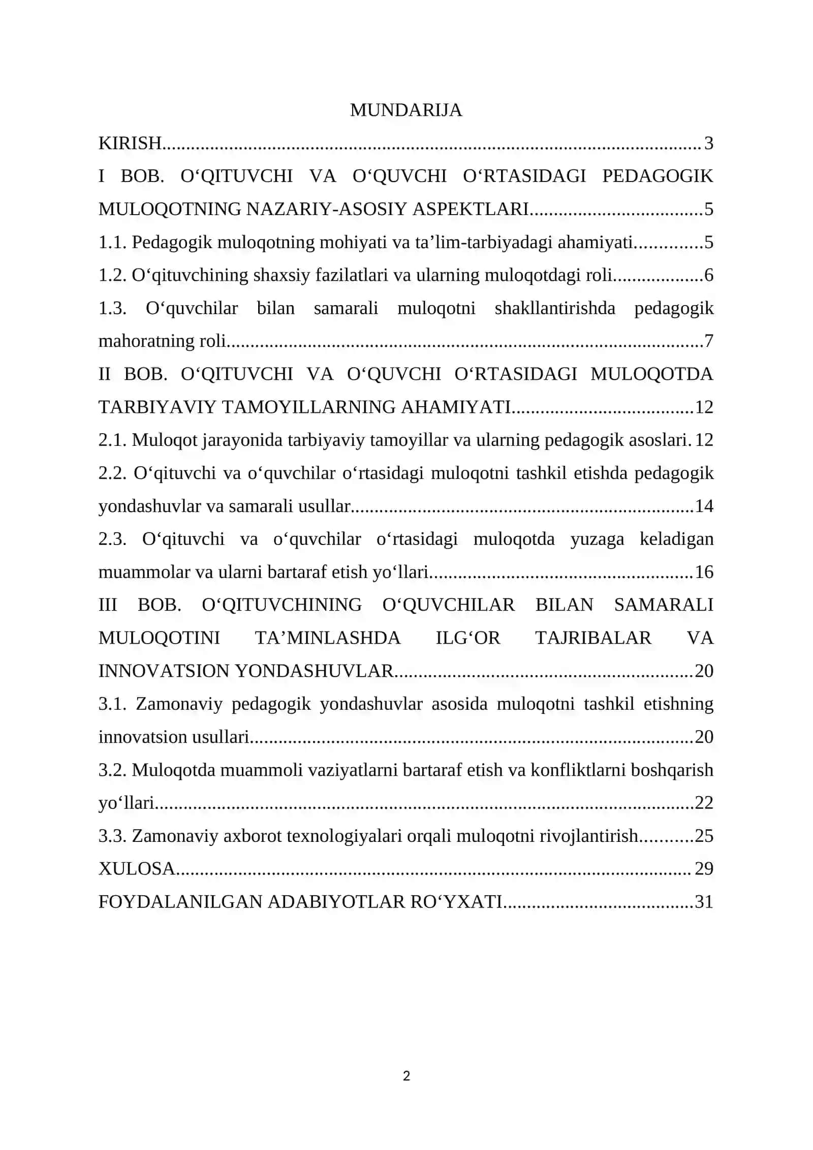 KURS ISHI "Pedagogik Mahorat" 2