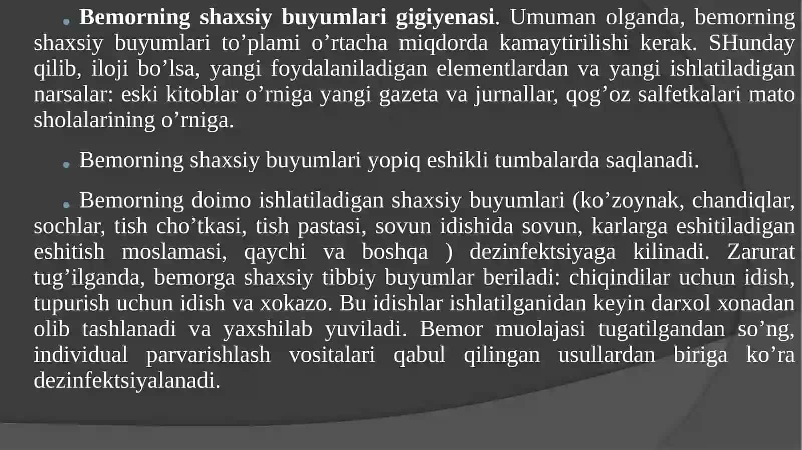 Xirrurgiya bolimida sanitar–epidemiologik gigiyenasi 2