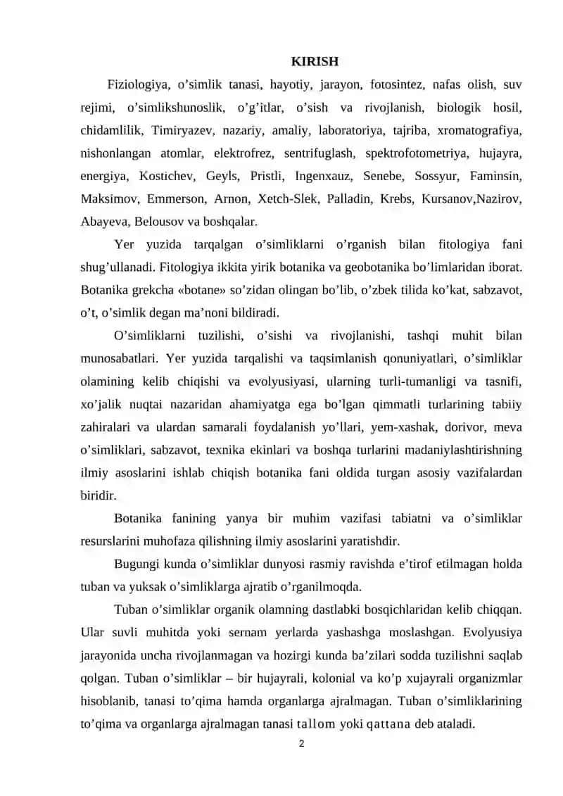 O’simliklar fizologiyasidan Krebs sikli va uning energetikasi 2