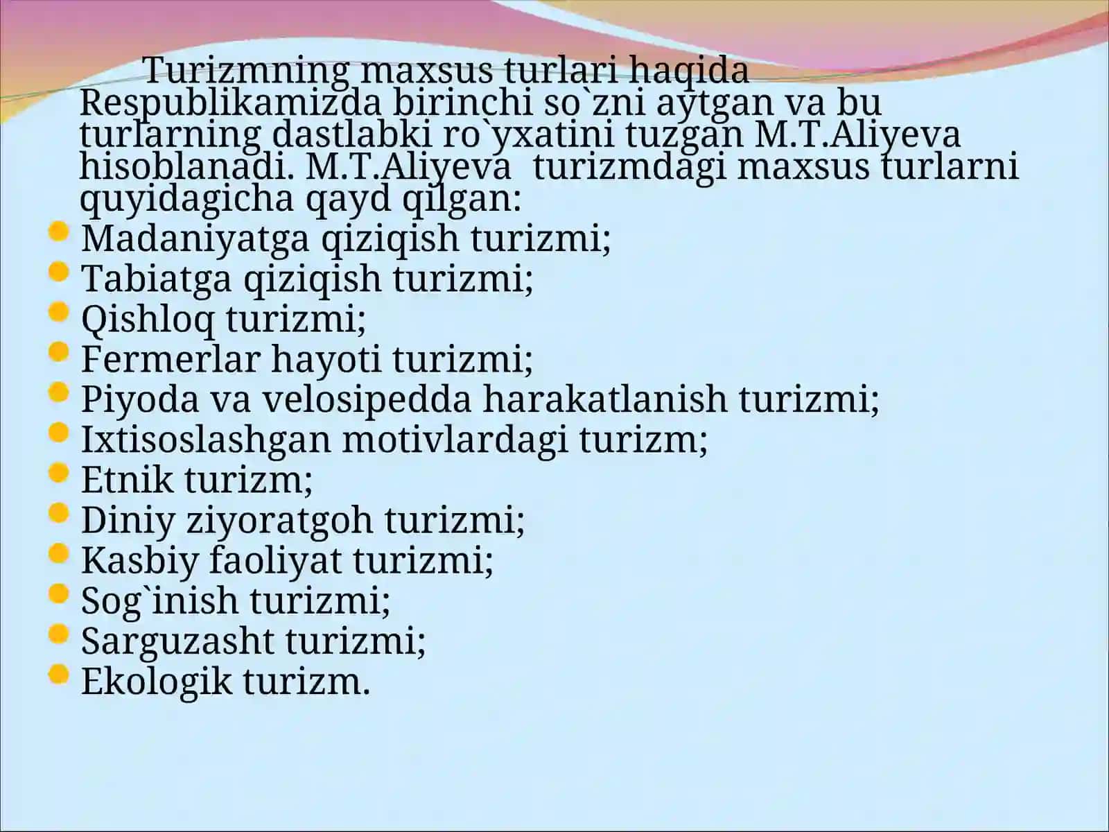 Turizm maxsus turlarni shakllantirishda turizm sanoati 2