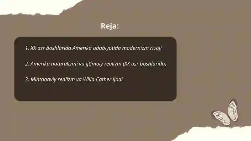 XX asr boshlarida Amerika adabiyoti 2