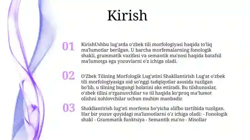 O'Zbek Tilining Morfologik Lug'Atini Shakllantirish 2
