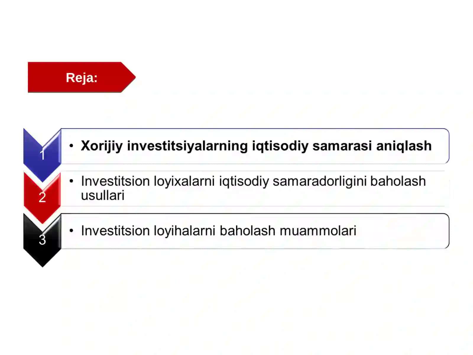 Xorijiy investitsiyalarning iqtisodiy samaradorligini aniqlash 2