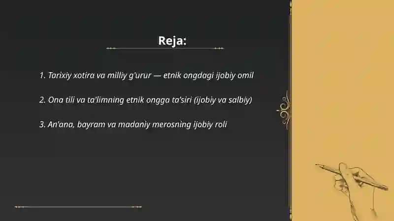 ETNIK ONGDAKI IJOBIY VA SALBIY OMILLAR 2