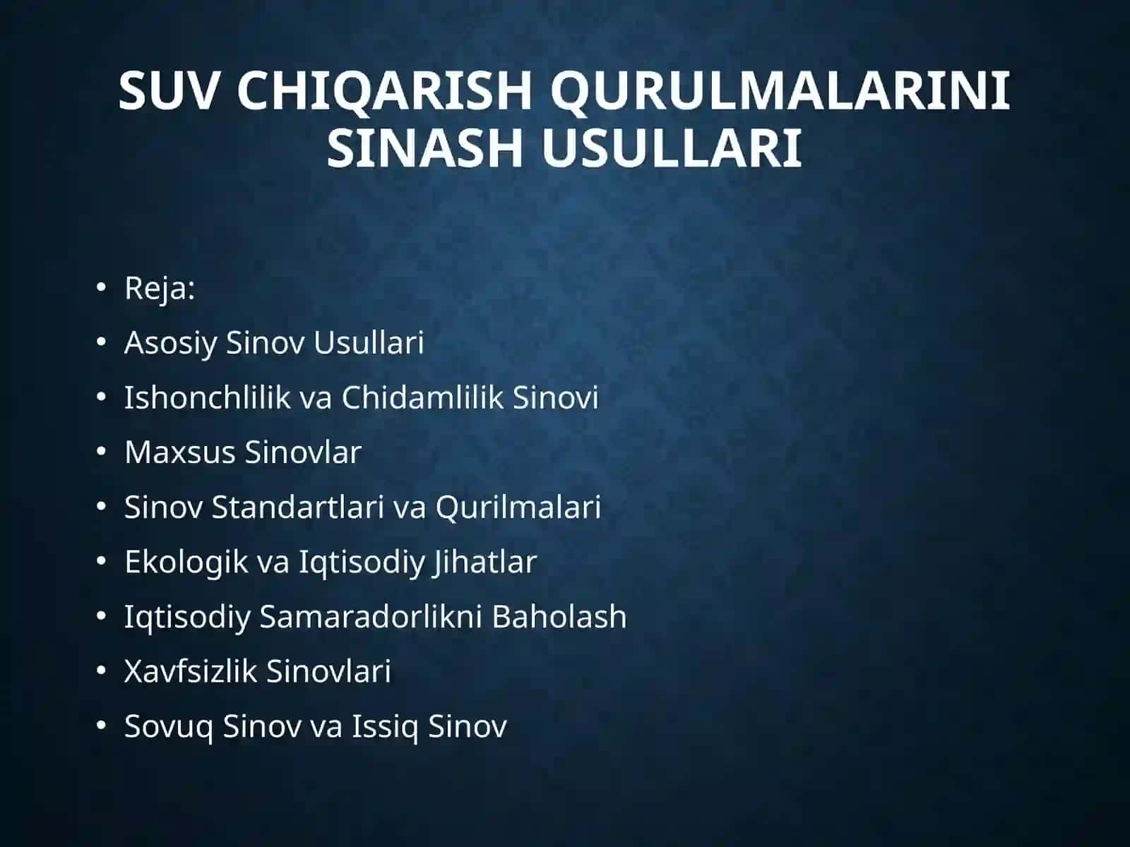 Suvchiqarish qurulmalarini sinash usullari 2