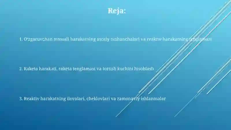 Oʻzgaruvchan massa: reaktiv harakat 2