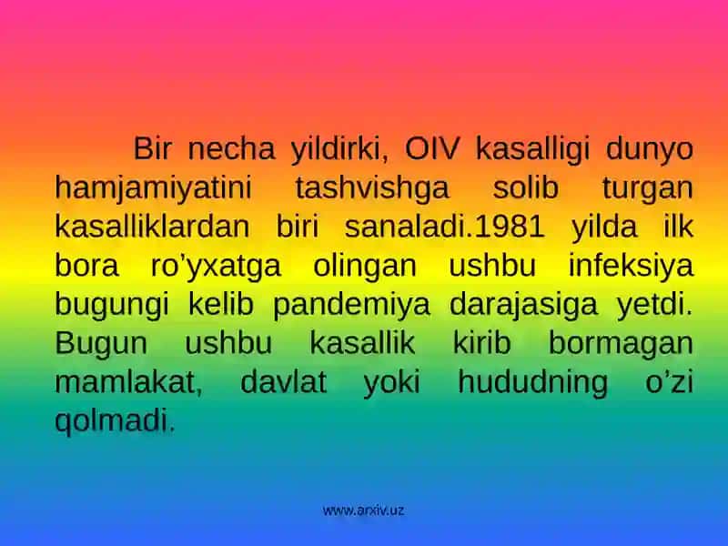 OITSOrttirilgan Immunitet Tanqisligi Sindromi 2