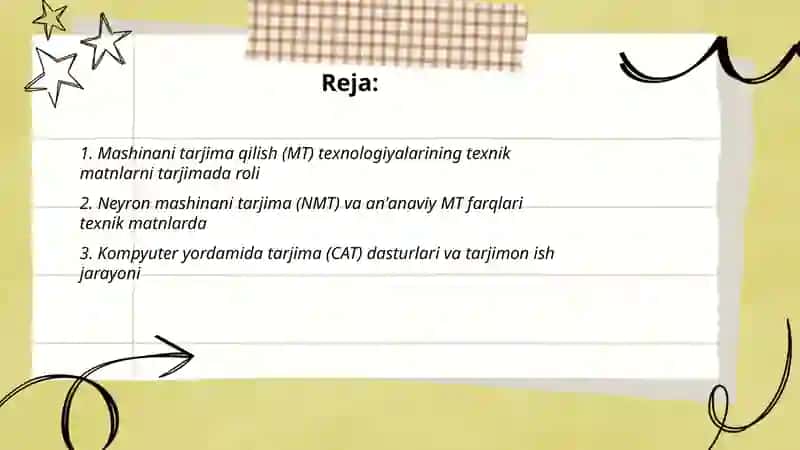 Neyron mashinani tarjima (NMT) va an'anaviy MT farqlari texnik matnlarda 2