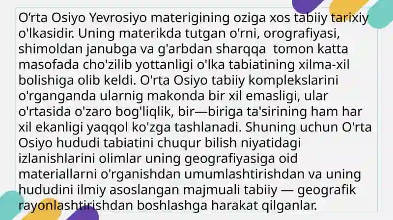 OʻRTA OSIYONI TABIIY GEOGRAFIK RAYONLASHTIRISH 2
