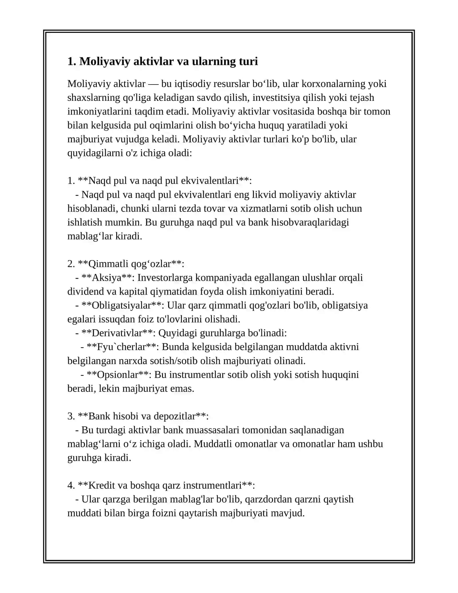ALOHIDA MOLIYAVIY AKTIVNING TARIXIY DAVOMIYLIGINI HISOBLASH 2
