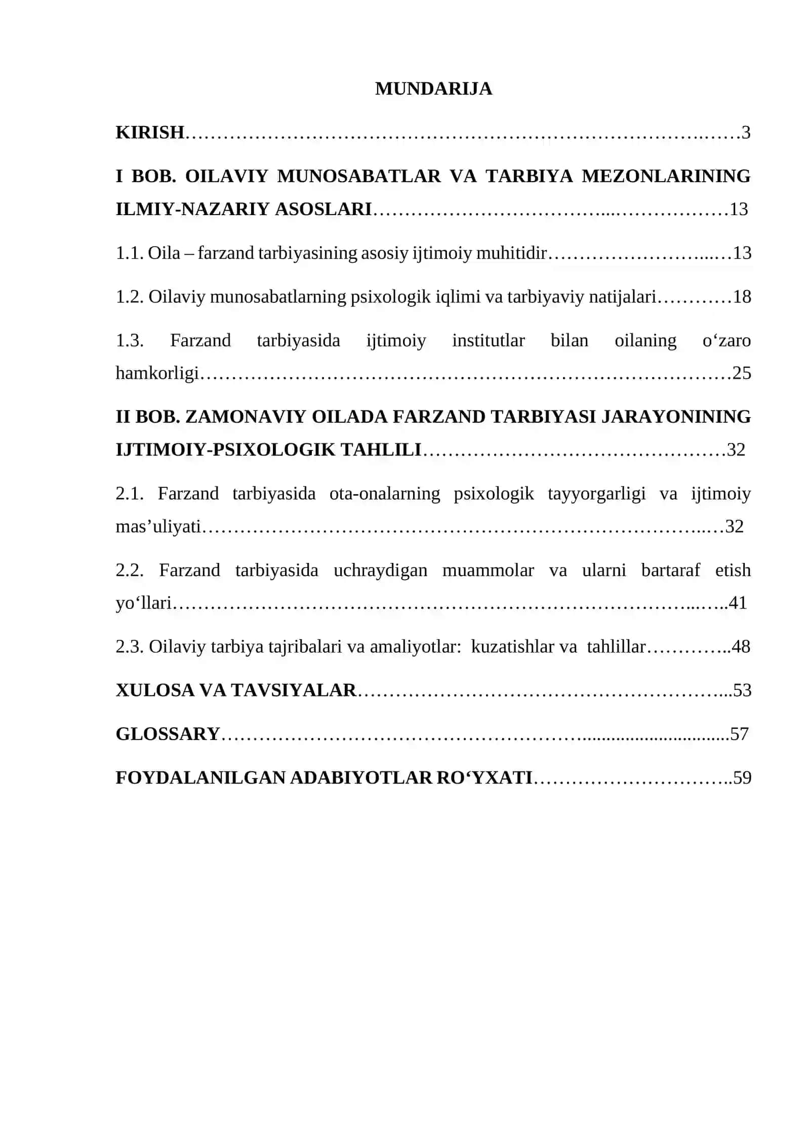 "FARZAND TARBIYASIDA OILAVIY MUNOSABATLAR VA TARBIYANING IJTIMOIY-PSIXOLOGIK XUSUIYATLARI" BITIRUV MАLАKАVIY ISHI 2