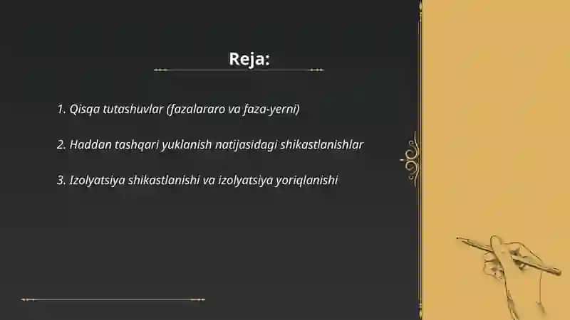 Elektr tarmoqlarida mavjud shkastlanishlar 2