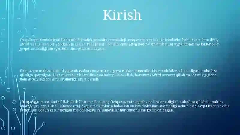 Oziq-Ovqat Xavfsizligini Baholash Metodologiyasi Va Gigienik Normalash Prinsiplari 2