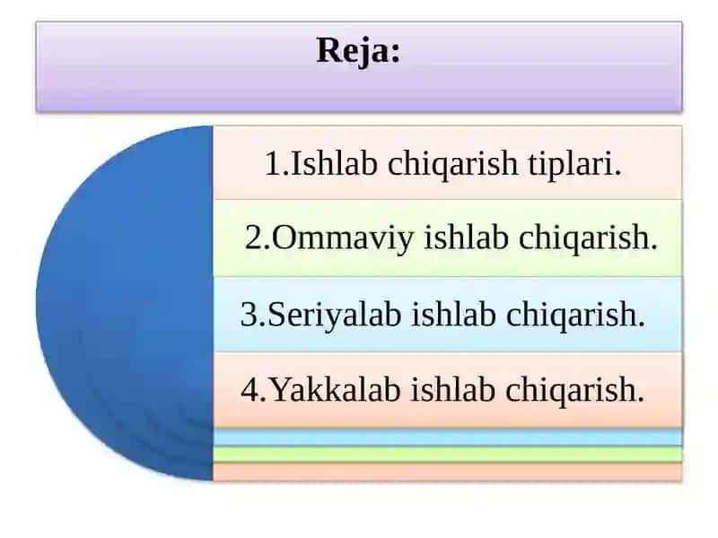 Ishlab chiqarish jarayonlarining turlari va uni tashkil qilish shakllari 2