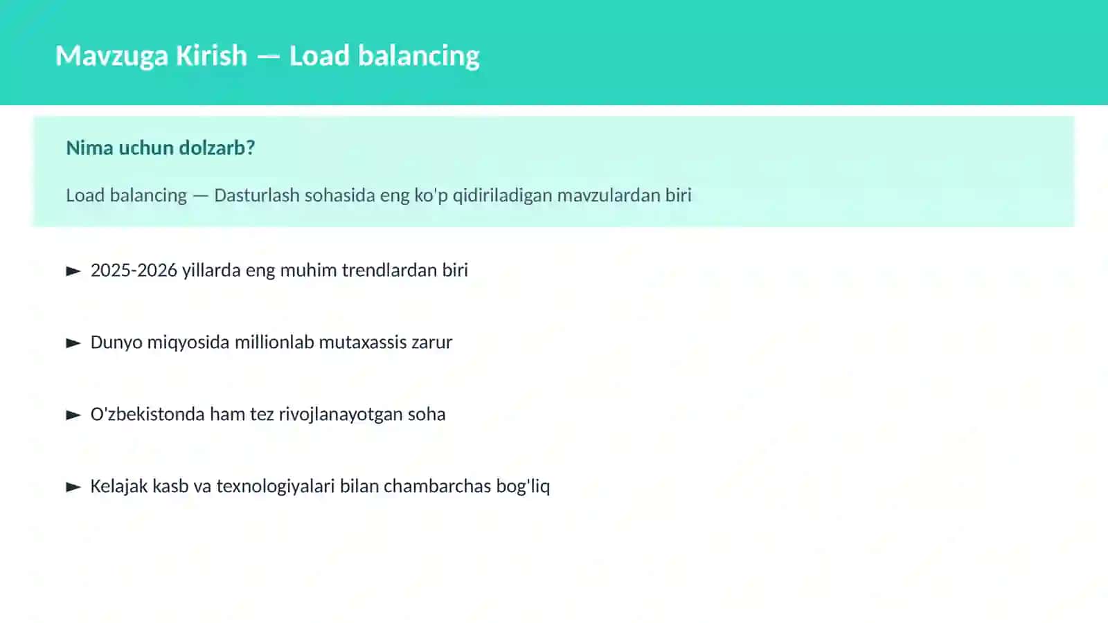 Load balancing 2