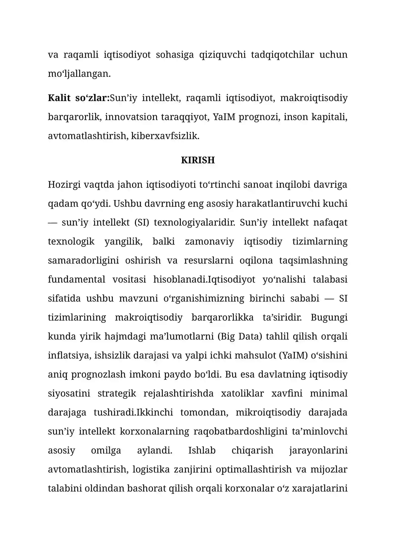 MAQOLA.SUN’IY INTELLEKTNING IQTISODIY SAMARADORLIGI VA UNING INSON HAYOTIGA TA’SIRI 2