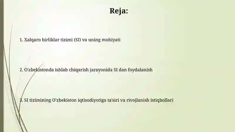 Xalqaro birliklar tizimi va uning O'zbekistondagi ishlab chiqarish jarayoniga ta'siri 2