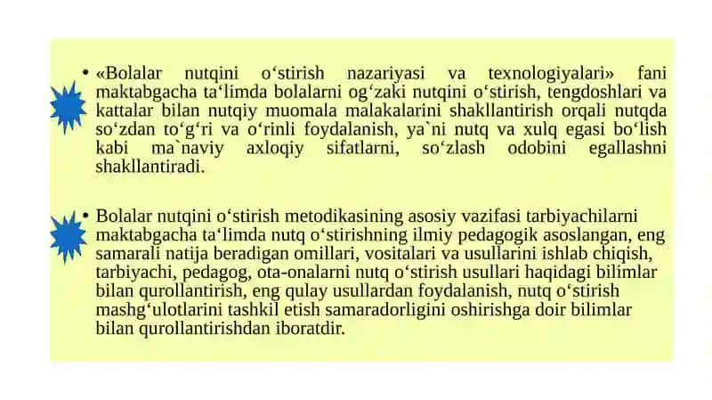 Bolalar Nutqini O’stirish Nazariyasi va Texnologiyalari 2