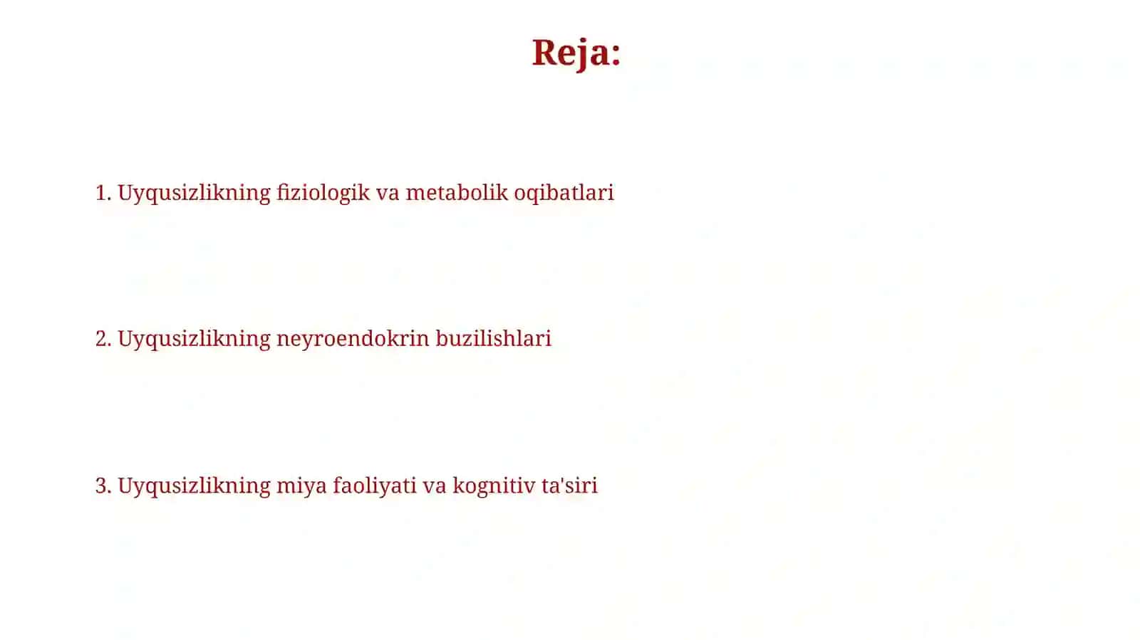 UYQUSIZLIK OQIBATIDA ORGANIZMDA YUZAGA KELADIGAN FIZIOLOGIK VA NEYROENDOKRIN O‘ZGARISHLAR 2