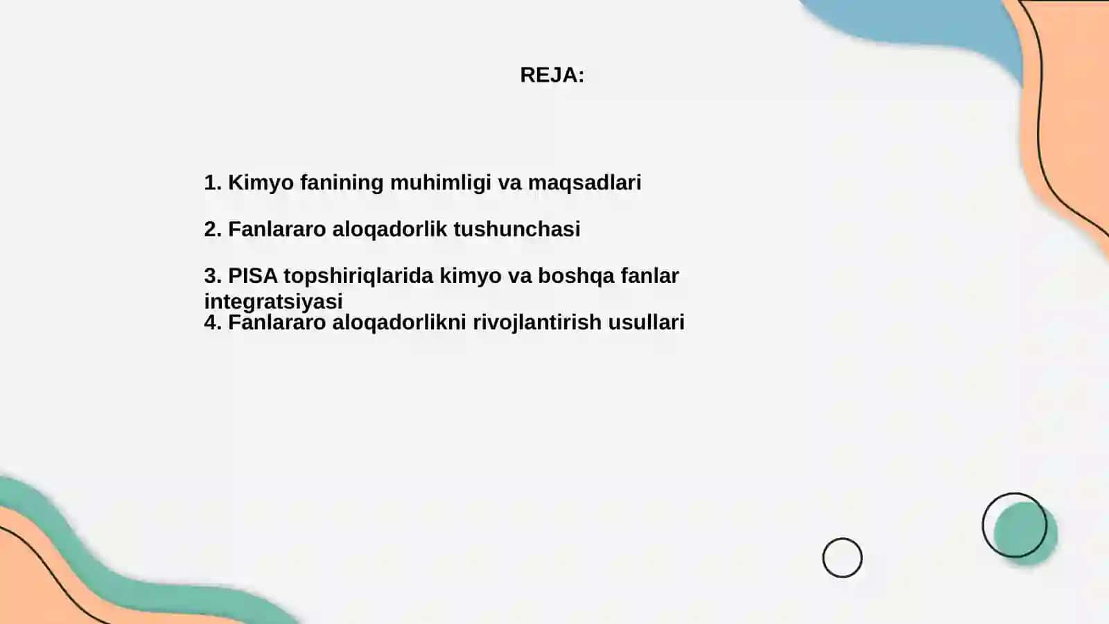 Kimyo fani dominantligida fanlararo aloqadorlikga asoslangan PISA topshiriqlarini bajarish 2