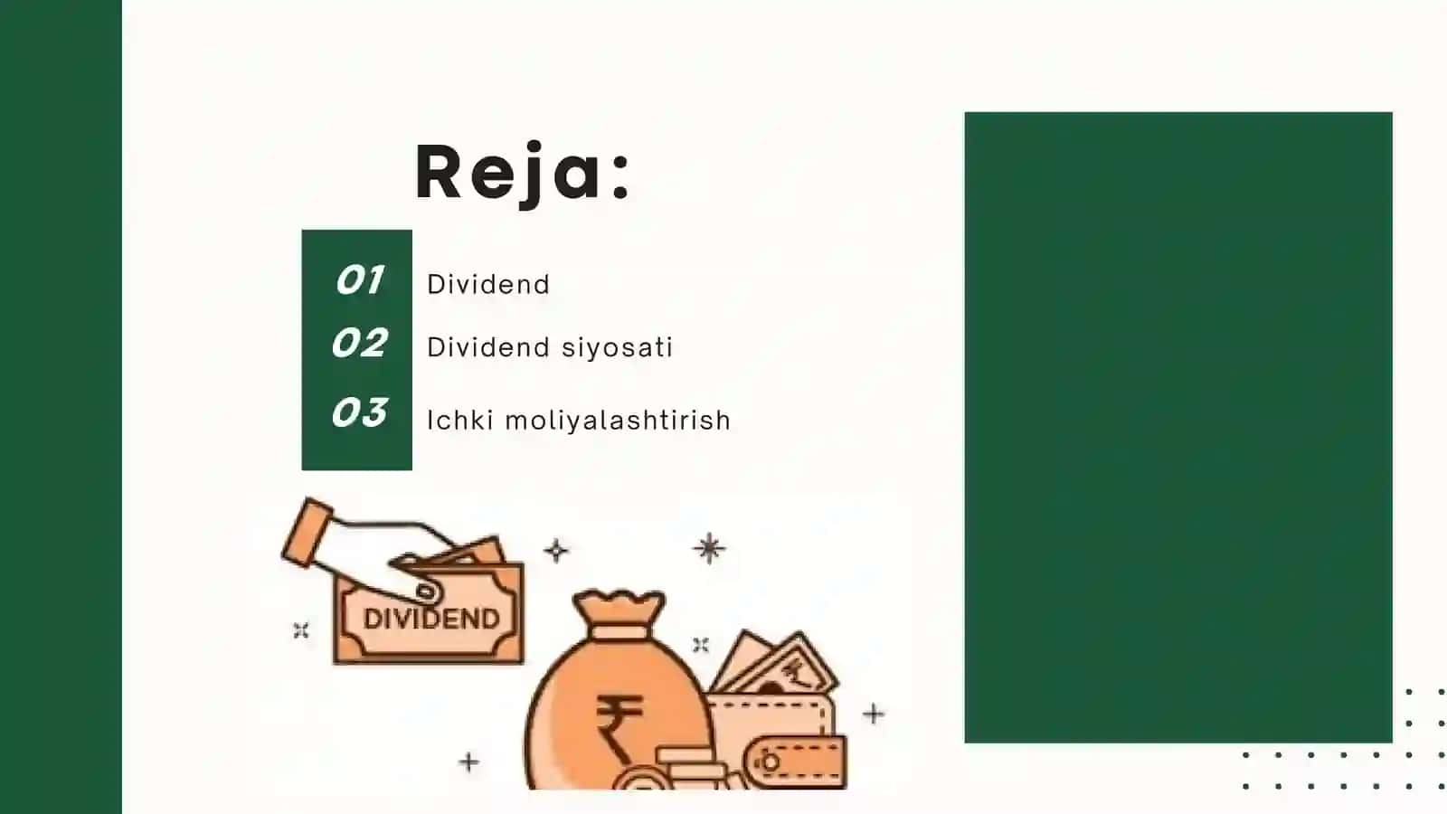 DIVIDEND SIYOSATI VA ICHKI MOLIYALASHTIRISH 2