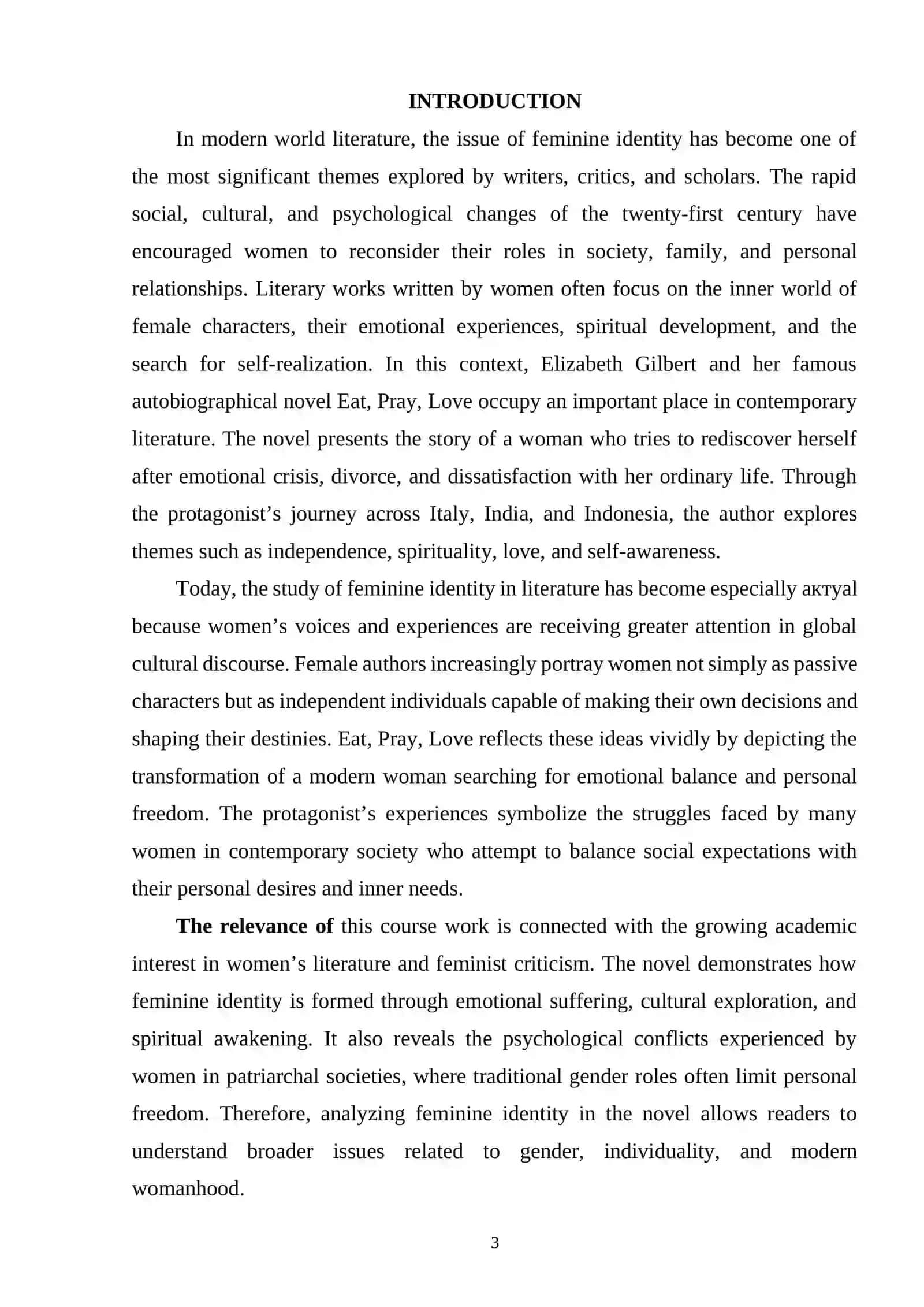 FEMININE IDENTITY IN E. GILBERT’S NOVEL “EAT, PRAY, LOVE” 2