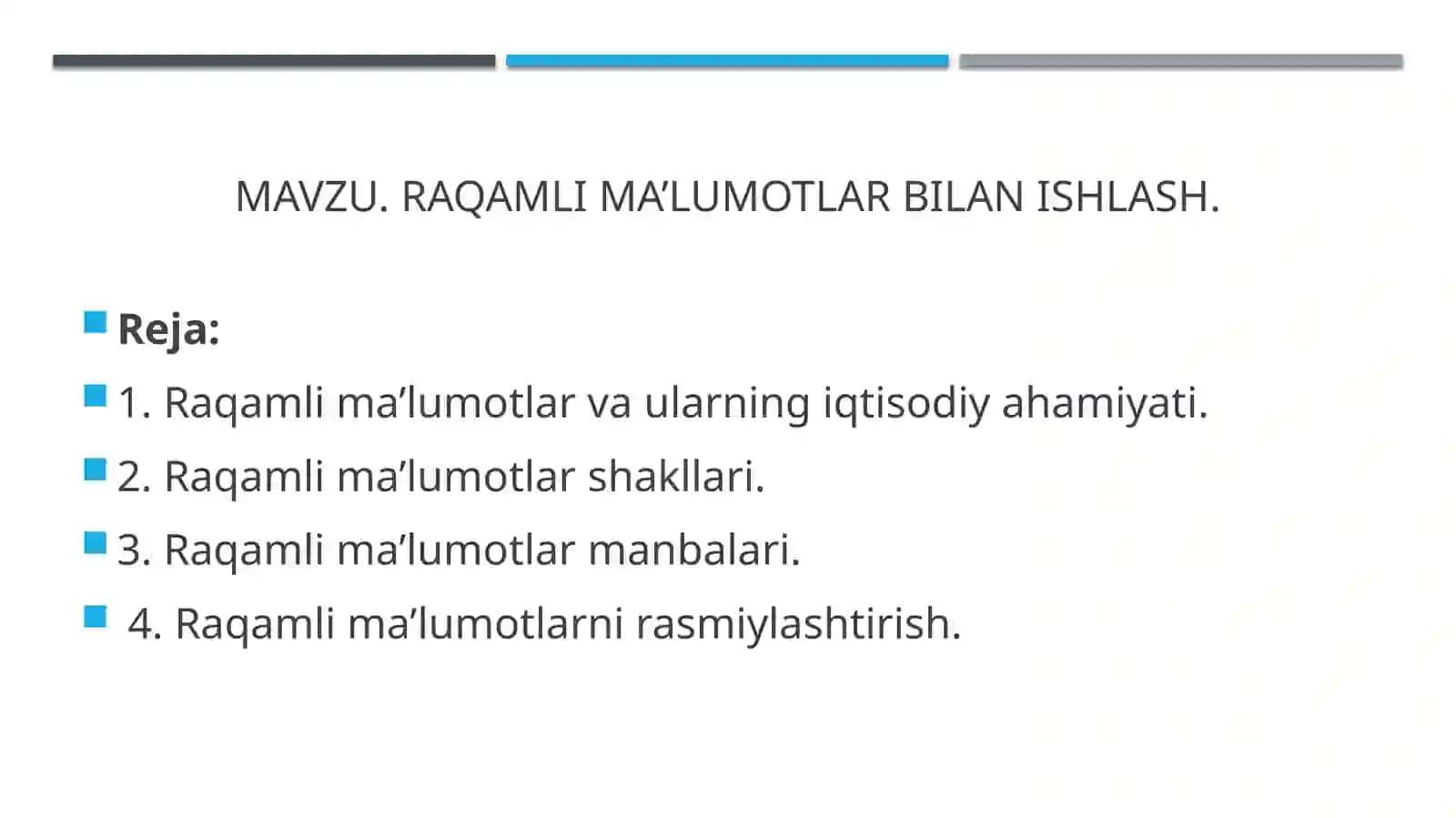 Raqamli ma’lumotlar bilan ishlash 2