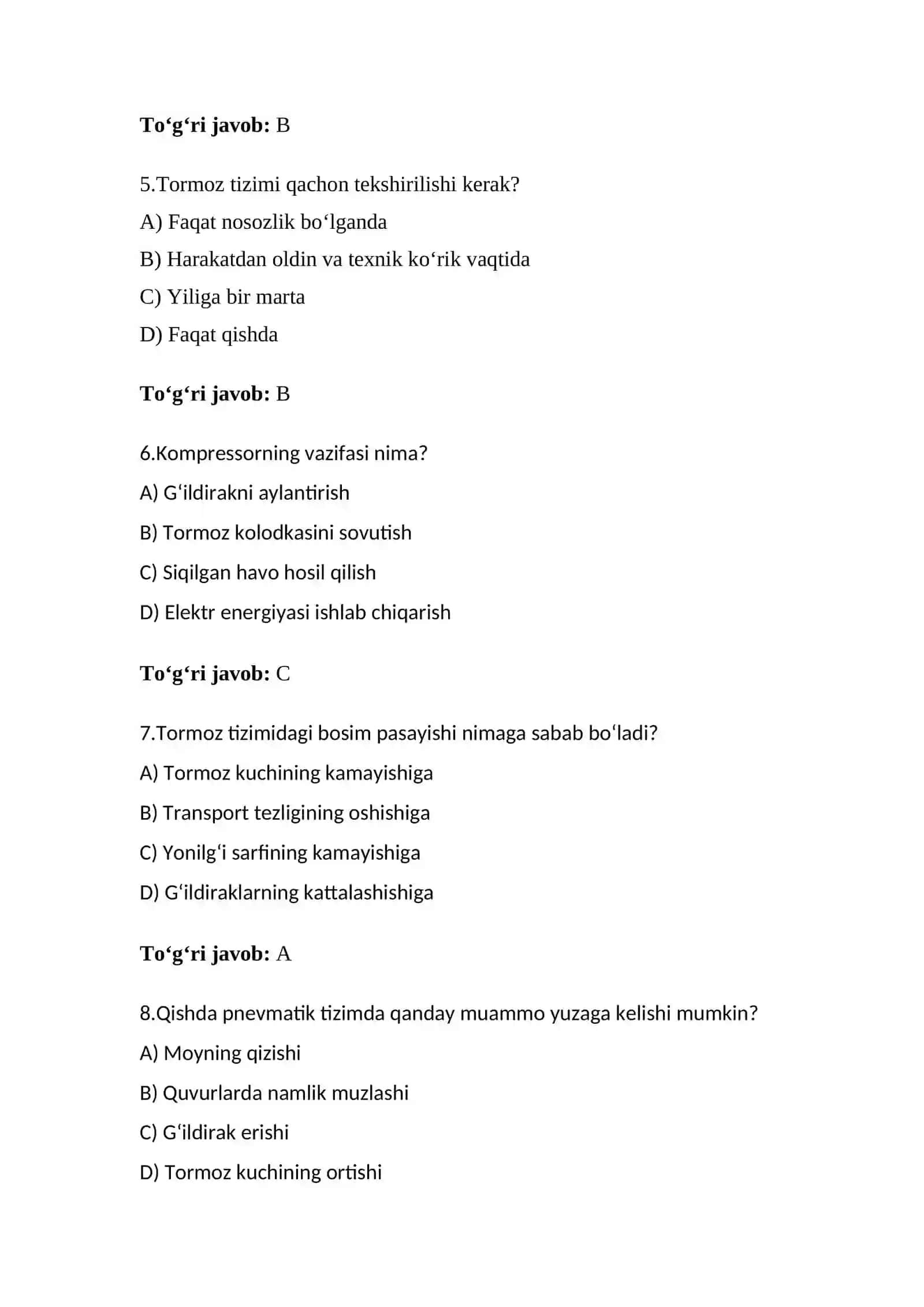 Tormoz jihozlariga texnik foydalanish qoidalari 2