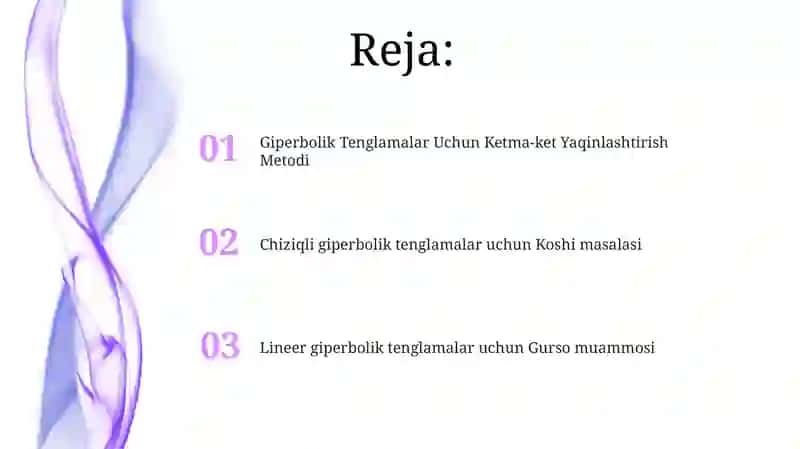 Chiziqli giperbolik tenglama uchun Koshi va Gursa masalalari 2