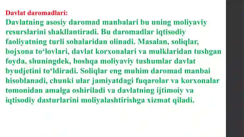 Davlat daromadlari va xarajatlari 2