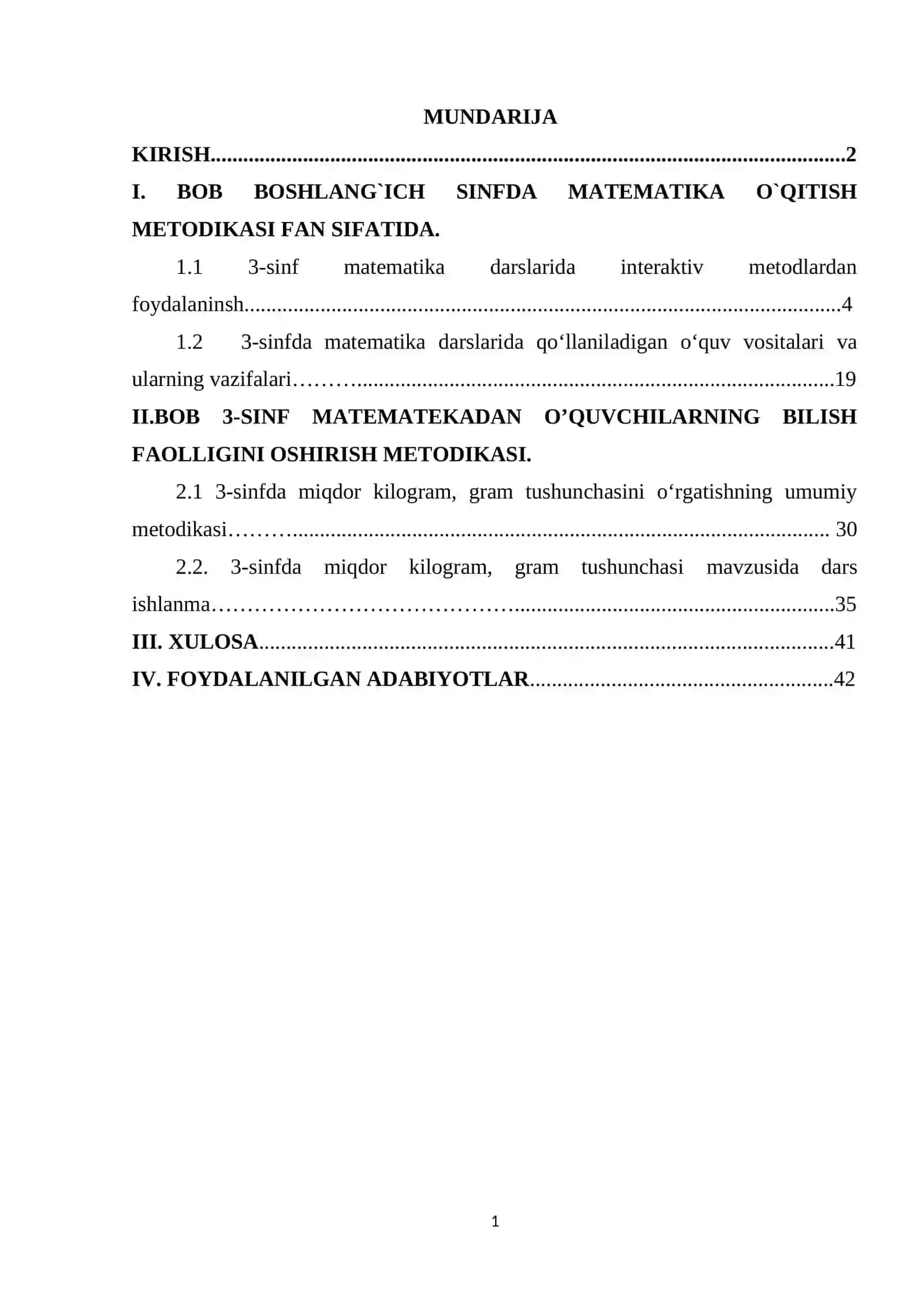 UCHINCHI  SINF MATEMATEKADAN O’QUVCHILARNING BILISH FAOLLIGINI OSHIRISH METODIKASI. kurs ishi 2