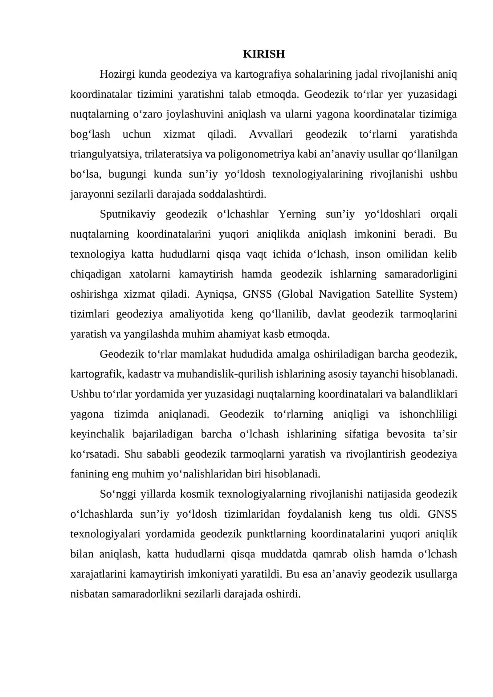 Sputnikaviy o‘lchashlar yordamida geodezik to‘rlarni barpo etish 2