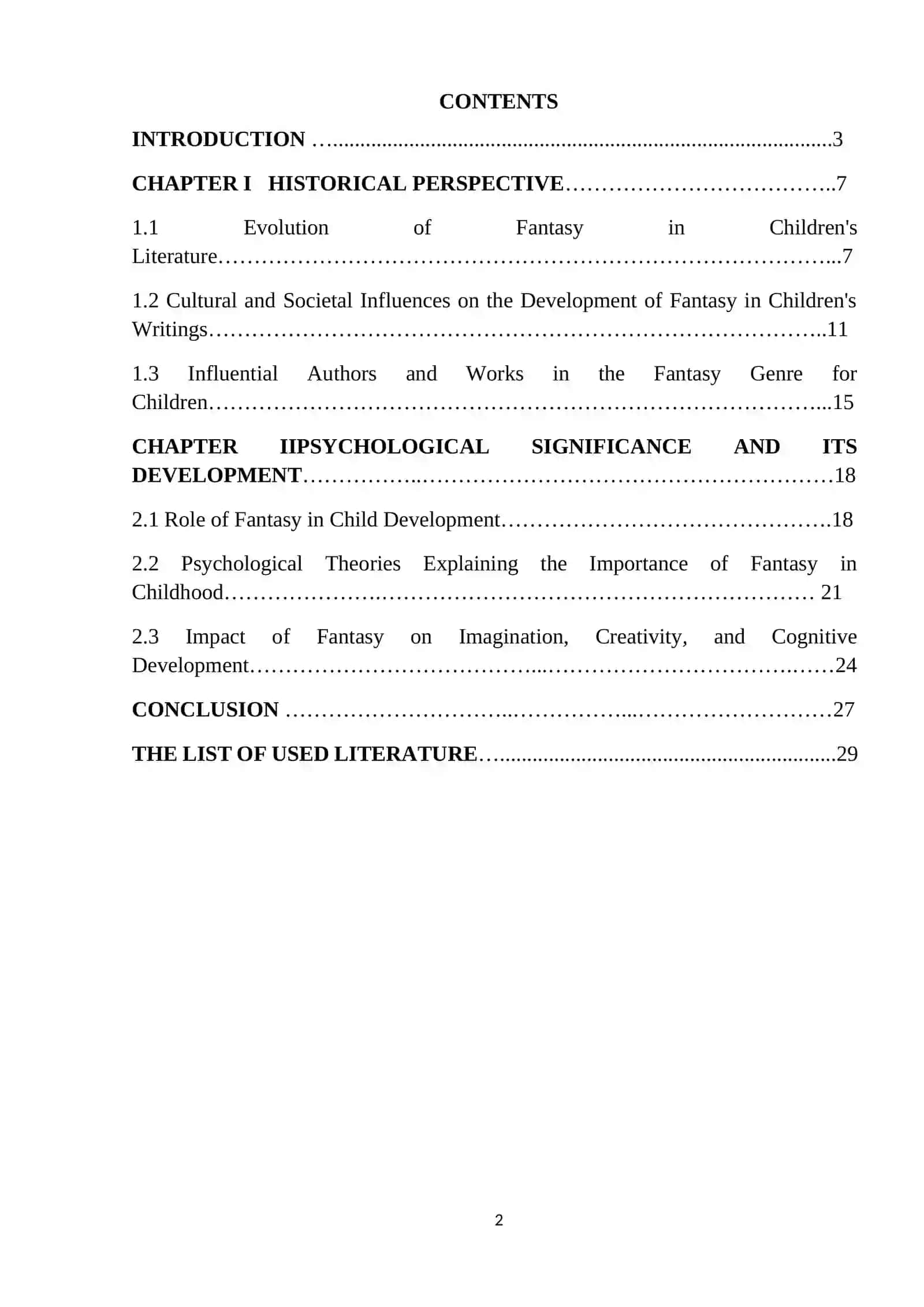 USE OF FANTASY IN CHILDHOOD WRITINGS 2
