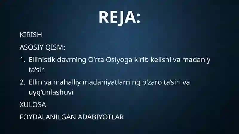 Ellin davrida O'rtaOsiyo madaniyati 2