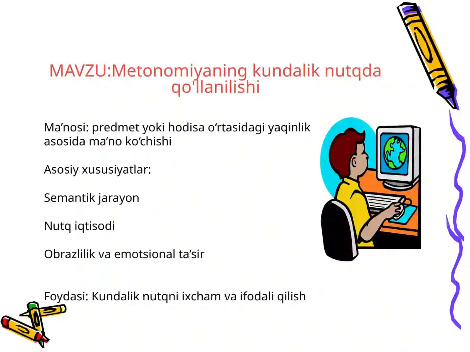 Metonomiyaning kundalik nutqda qo'llanilishi 2