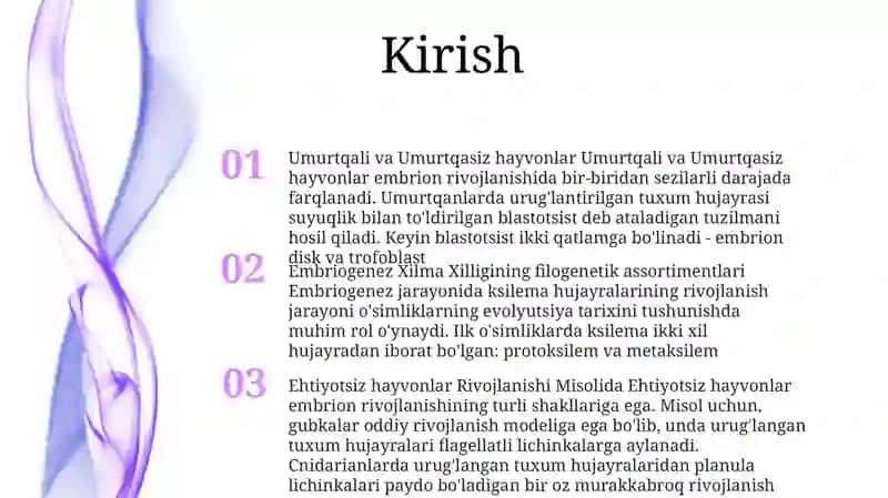 Umurtqali Va Umurtqasiz Hayvonlar Rivojlanishi Misolida,Embriogenez Xilma Xilligining Filogenetik Asoslari 2