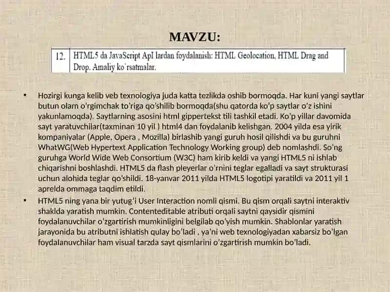 WEB DASTURLASHGA KIRISH FANIDAN MUSTAQIL ISHI 2
