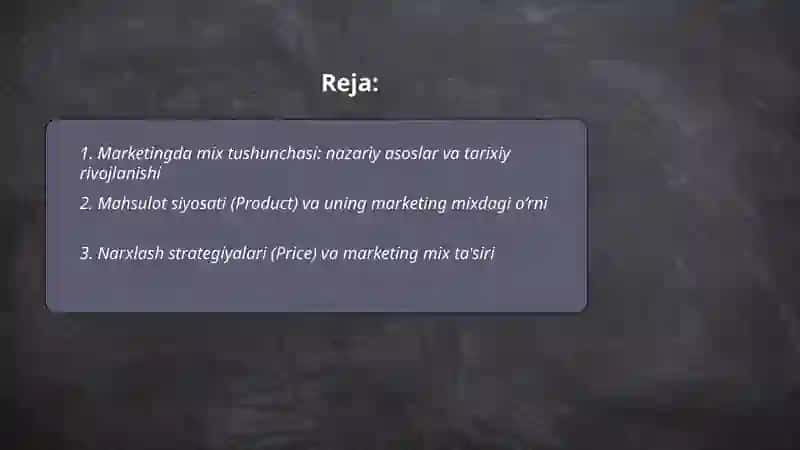Marketingda mix tushunchasi 2