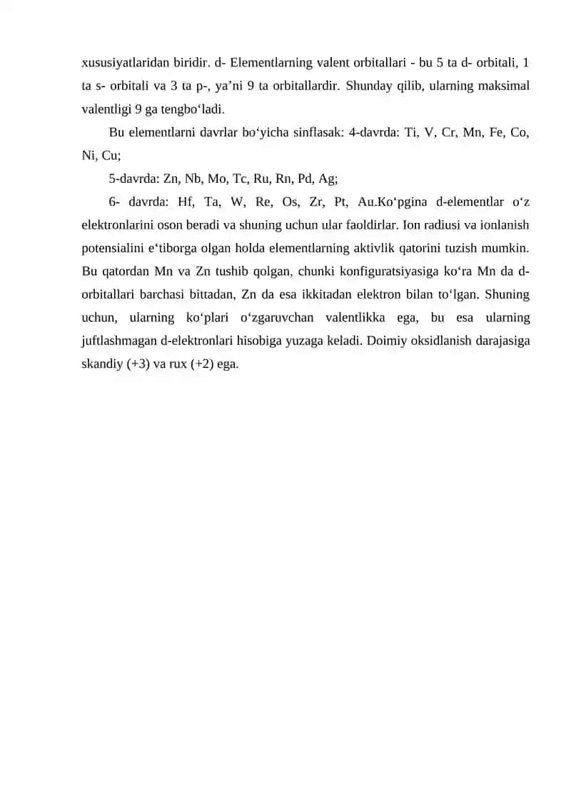 d-elementlar va ularning birikmalarini fizik-kimyoviy xossalari 2