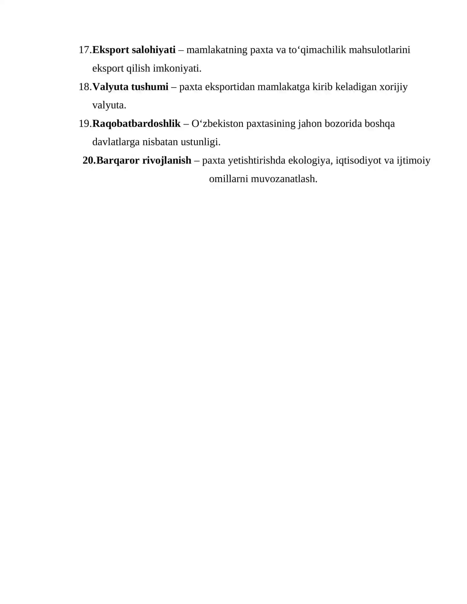 Paxta bozori va unda O'zbekistonning tutgan o'rni 2
