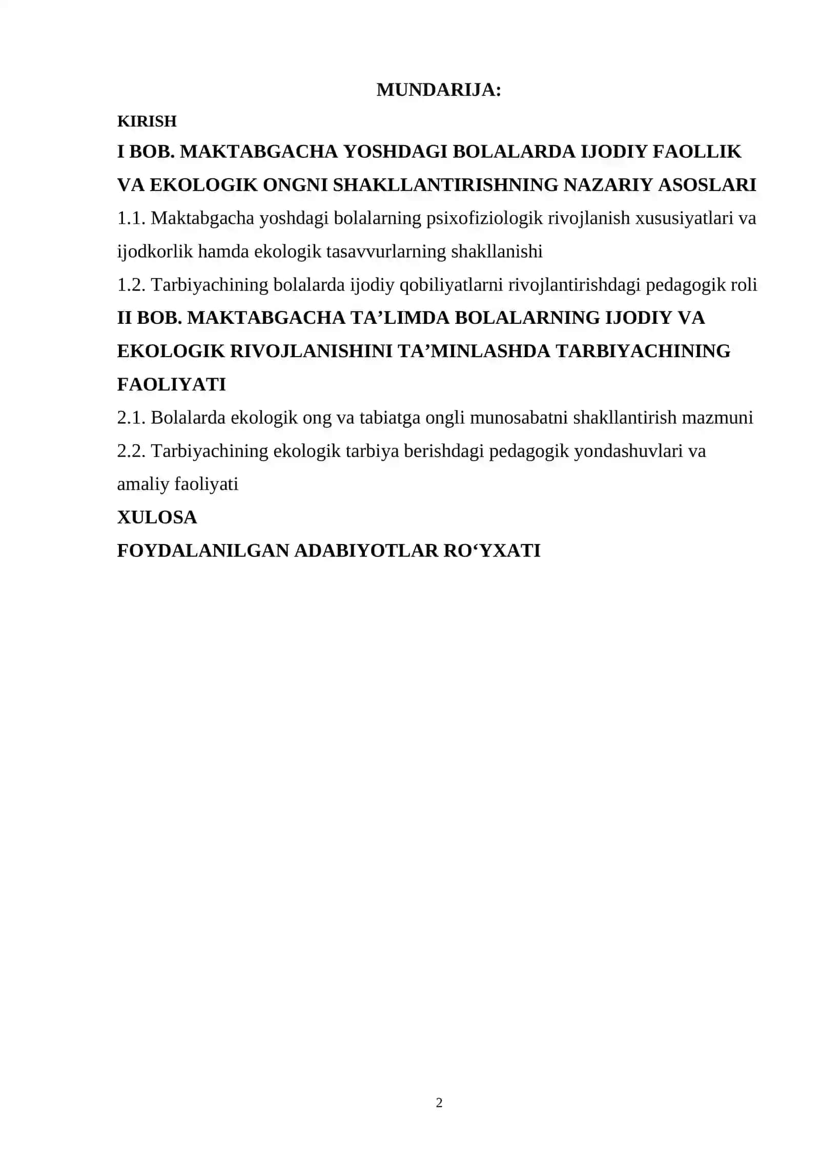 Ijodiy faollik va ekologik ongni rivojlantirishda tarbiyachining pedagogik roli 2