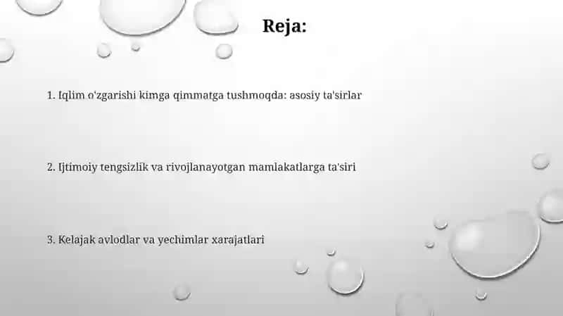 Iqlim o'zgarishi kimga qimmatga tushmoqda: asosiy ta'sirlar 2